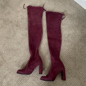 💕 Stuart Weitzman Hiline burgundy wine suede over the knee otk boots 8.5 M